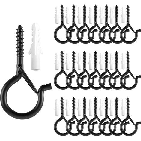 Q-Hanger Lot de 22 crochets à vis pour suspension de lumières murales, d'armoire, de plafond avec boucle de sécurité pour le Nouvel An, la fête, la maison, le garage (Nior) (1/5)