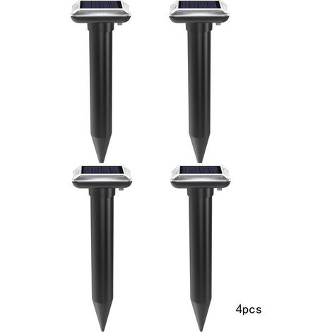 Set mit 4 Ultraschall-Schlangenabwehrgeräten, Solar-Rattenabwehrgerät, Ultraschall-Schlangenabwehrgerät für den Außenbereich, Schwarz (1/5)