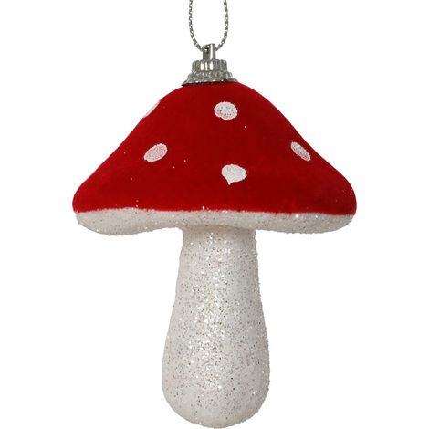 Kaemingk – Suspension de Noël amanites rouges et blanches à paillettes – Mousse, Ø 6,5 cm, lot de 4 (1/2)