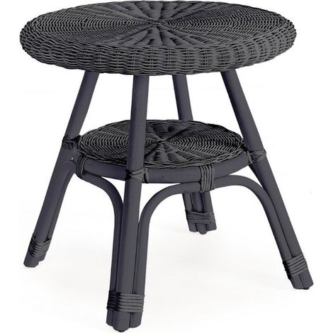Bizzotto tavolino Allis midnight in rattan con intreccio in midollino Ø52x52h