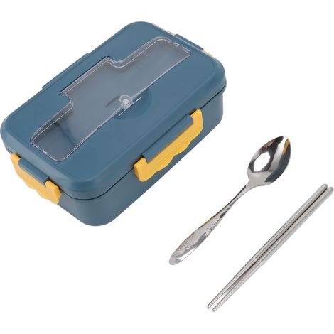 Boîte à bento thermique avec cuillère et baguettes pour adultes enfants étudiants (bleu élégant, couverts repas) (1/5)