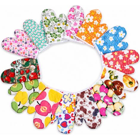 gants de cuisine anti-chaleur dim. 21.0 x 15.5 x 1.5 cm en coton (1/5)