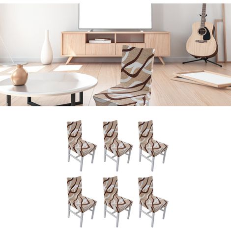 [Stuhlhussen] [6 Stück] [Typ 2] Waschbare, elastische und staubdichte Hussen für armlose Holzstühle für Zuhause, Hotel und Restaurant (1/5)