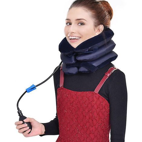 ceinture De Traction Pour Civire Cervicale Collier De Traction Cervicale Gonflable Free Neck-bleu-appareil De Traction Cervicale Pour Douleurs La (1/4)