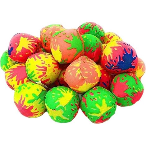 Lot de 24 balles en tissu multicolores 5cm pour jeu d'eau extérieur, jouets de sport réutilisables pour enfants, balles absorbantes. (1/5)