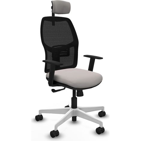 Chaise de bureau piqueras y crespo Alfera noir blanc mesh cuir (1/2)