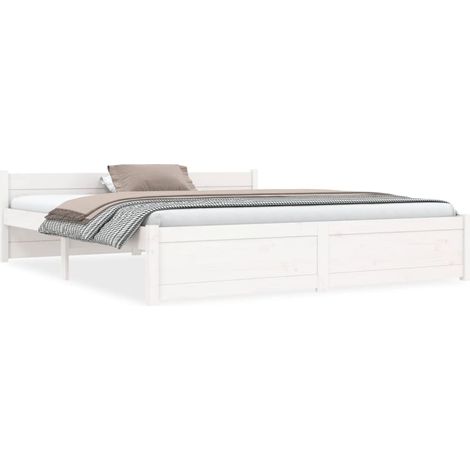 Lit adulte Cadre de lit Facile à monter pour Adultes, Adolescents, Enfants Blanc Bois massif 150x200 cm Très grand BNDET8285613 (1/5)