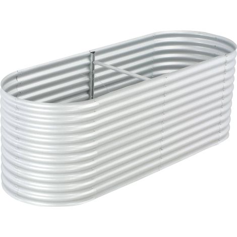 Fioriera aiuola rialzata piante fiori giardino 240 x 80 x 81 cm acciaio zincato argento 020001022