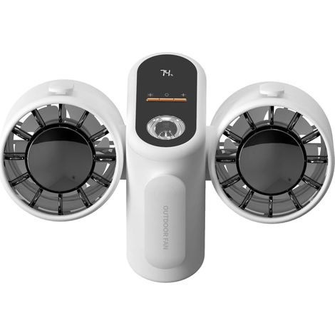 Ventilateur de taille à double tête, petit ventilateur portable, ventilateur de camping avec éclairage, affichage numérique intelligent, mini ventilateur de table.-AquaForge (1/5)