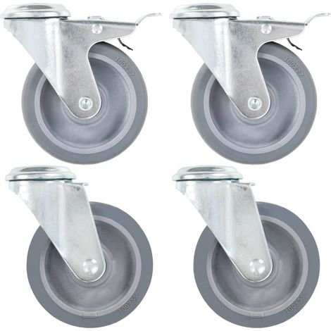Ruedas giratorias con agujero pasador 4 unidades 100 mm vidaXL