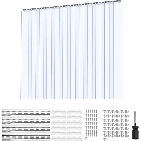 Mophorn PVC-Streifenvorhang, 2440x2134 mm, 2 mm Dicke, 14er-Pack Lamellen, -20 bis 60℃ Temperaturbereich, glatte Kunststoffstreifen für Lager-, Kühl- und Garagentore, transparent (1/5)