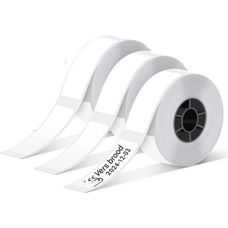 Etiquettes Auto-Adhesives - Format 12 x 40 mm - Impression Thermique Directe - Résistantes à l'Eau - Sans Encre - 160 Par Rouleau - 3 Rouleaux