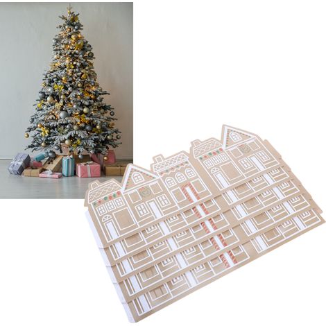 Lebkuchenhaus-Weihnachtsbaumschmuck aus PVC mit wiederaufladbarer LED-Beleuchtung, 71 cm Sockel, festlicher Beleuchtung und winterlicher Atmosphäre