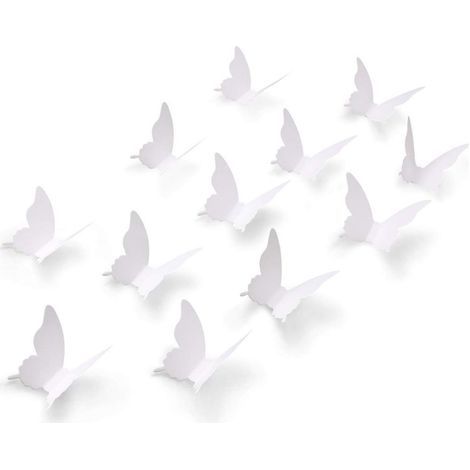 Autocollants Muraux Papillon 3D - Papier Blanc Mat - Détachable - Pour Décoration Murale Chambre Enfant Salon Nursery - 100 Pièces (1/5)