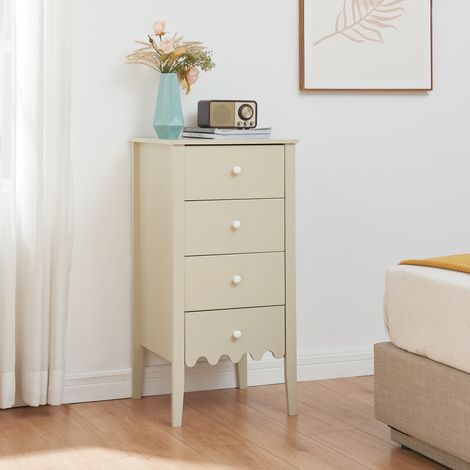 Cajonera Luspoo 4 cajones MDF 82x40x40cm - Blanco crema [en.casa]