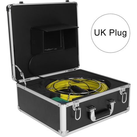 Kit de caméra d'inspection de tuyaux 7 pouces, 17 mm, 30 mètres, système de visualisation de canalisations et d'égouts, 1000 TVL, LED, Royaume-Uni (1/5)