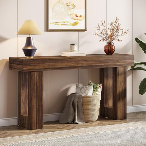 Tribesigns 160 cm langer Konsolentisch, rechteckiger Sofatisch aus Holz hinter der Couch, Bauernhaus-Eingangstisch für Eingang, Flur, Wohnzimmer (Rustic Brown) (1/5)