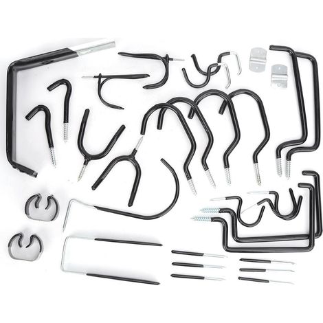 Kit Crochets Panneau Perforé - Acier Galvanisé - Pour Garage Atelier Jardin - 30 Pièces (1/5)