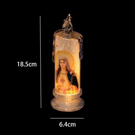 Tapez 4 Bougie Led électronique sans flamme avec chandelier, bougie de prière de jésus vierge, lampe à thé, d (1/4)