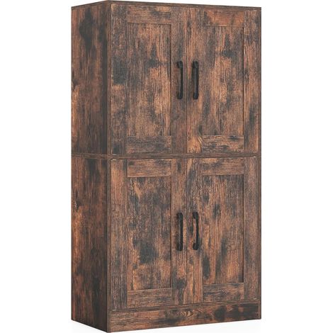COSTWAY Mobile da Bagno, Mobiletto Portaoggetti Moderno con 4 Ante e Ripiani Regolabili, Mobile Dispensa da Cucina per Soggiorno e Sala da Pranzo, 60 x 30 x 110 cm (Marrone Rustico) (1/5)