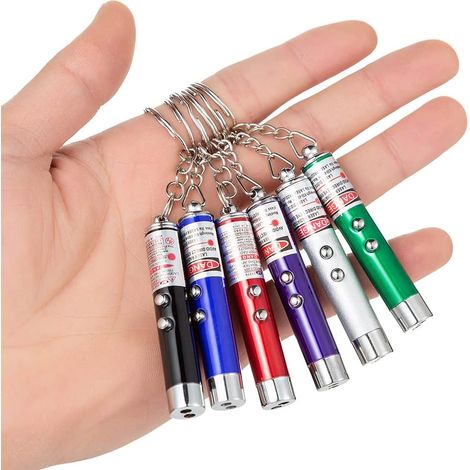 PCS Cat Toys Laser Pointer Mini Keychain Laser Pointer LED Flashlight Dog Laser Toy Pet Remote Control Laser (6 Pcs Pack A) (1/5)
