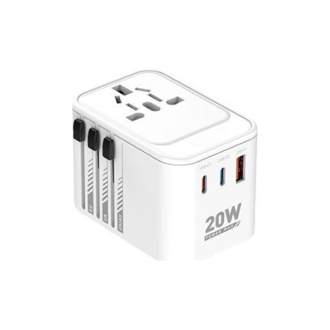 [JAMAIS UTILISÉ] Adaptateur de voyage universel, prise de voyage universelle avec 2 ports USB-C (PD 20 W), 1 port USB-A et 1 port CA, adaptateur de voyage pour l'Italie, l'Angleterre, l'Allemagne, l'A (1/4)