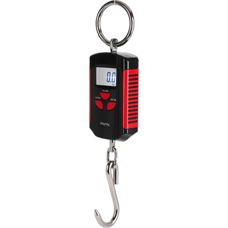 Balance électronique portable suspendue, écran LCD numérique rétroéclairé, 200 kg, avec crochet et cadre rouge. (1/5)