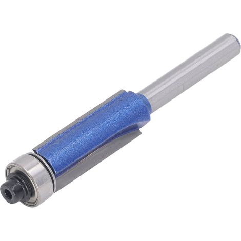 Fraise à affleurer à roulement supérieur, queue de 6,35 mm (1/4 po), couleur bleu argenté, pour le travail du bois. (1/5)