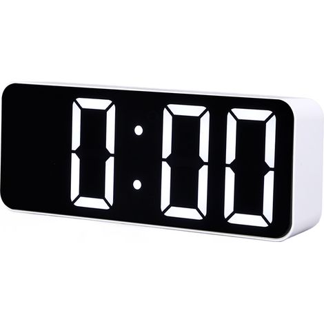 Réveil numérique de style nordique, horloge rectangulaire minimaliste blanche texturée avec une grande police de caractères (1/5)