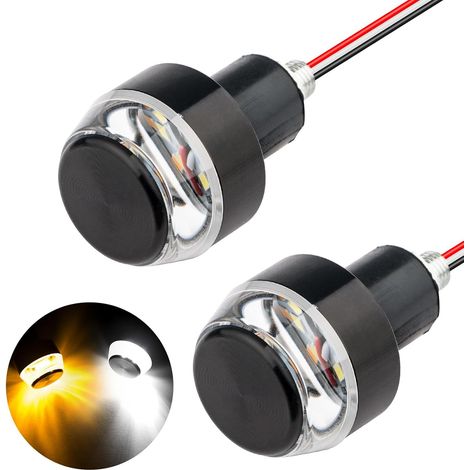 2PCS moto tourner la lumière de signal, 12 LEDs tourner la lampe d'indicateur de signal, Ambre blanc avant guidon extrémité lumière pour 12V Scooter Sportster Cruiser moto