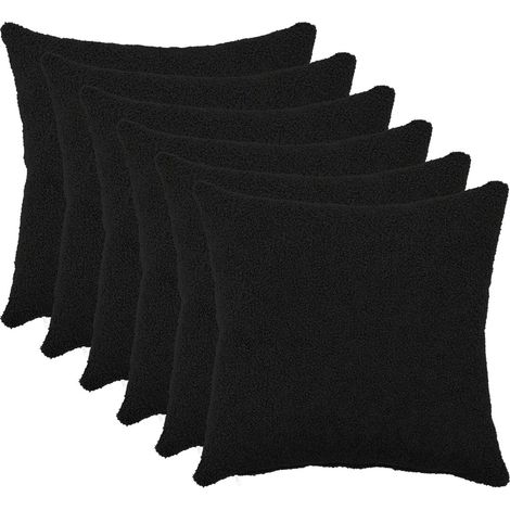 Federa 6 pcs HEERLEN Nero 40 x 40 cm Bouclé vidaXL
