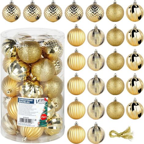 Boules de noel incassables dorees 6 cm 25 pieces