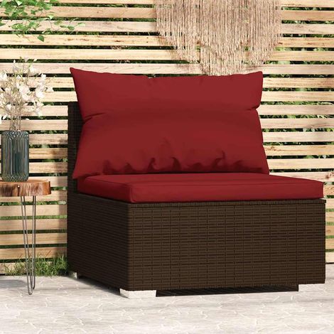 Canapé de jardin central Canapé relax - Banc de jardin avec coussins Marron Résine tressée BV503390 - BonneVie (1/5)