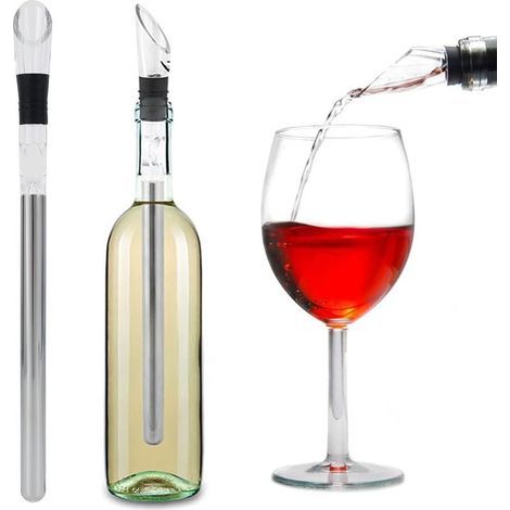 Bâtonnet rafraîchissant pour vin 3 en 1, refroidisseur de vin en acier inoxydable avec verseur et aérateur intégré.-AquaForge (1/5)