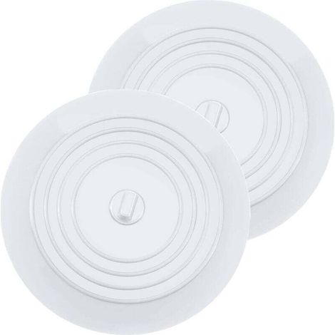 Bouchons de baignoire, bouchons d'évier en silicone, 15 cm de diamètre, pour cuisines, salles de bains et buanderies (lot de 2, blanc) (1/4)