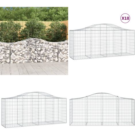 Gabionen mit Hochbogen 18 Stk. 200x50x80/100cm Verzinktes Eisen - Gabionen - Gabionenkorb - Gartendeko - Gartenzubehör - Zaun - Home & Living (1/5)