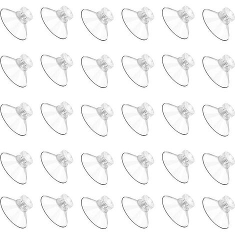 Pack of 30 transparent PVC suction cups, 40mm – Threaded and knurled nut fixing – For windows, mirrors and smooth surfaces - 30PCS (1/5)