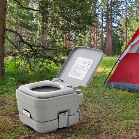 Toilettes portables double Gris réservoir PE 10L pour camping randonnée 36x42x30 cm (1/4)
