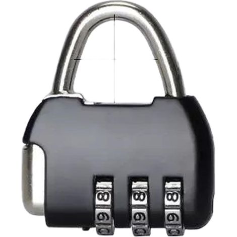 Mini 3-Digit Water-Resistant Zinc Alloy Combination Padlock for Luggage, Gym Locker, Backpack, School Cabinet, Heavy-Duty Keyless Locks (Black) (1/5)