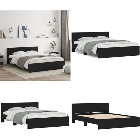Cadre de lit sans matelas noir 140x200 cm - Cadre De Lit - Lit Double - Lit Noir - Meuble Chambre - Literie - Home & Living (1/5)