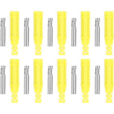 10 Pièces Douilles Banane Femelle Laiton avec Tube Isolant et Connecteur PA, Adaptateur à Presser J.10031 Jaune (1/5)