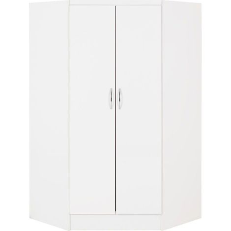 Nevada 2 Door Corner Wardrobe - L108 x W143 x H182.5 cm - White Gloss (1/5)