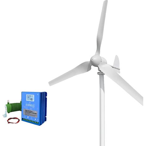 Aerogenerador de alta eficiencia, fácil instalación, controlador híbrido de 2 canales, 3000 W, 24 V (1/2)