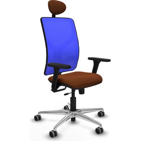 Silla de oficina piqueras y crespo Motilla cuero sintético marrón malla azul (1/2)