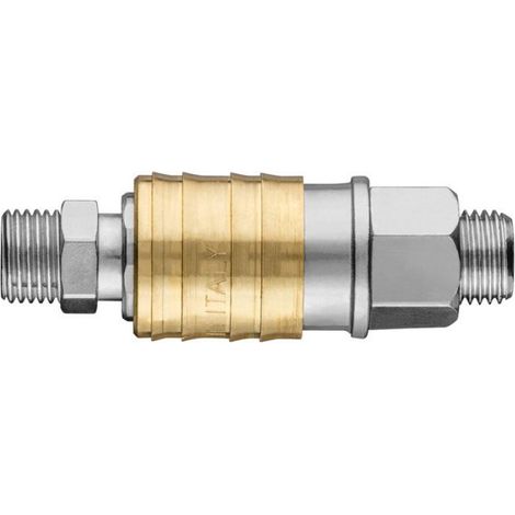Connecteur Rapide - Filetage Exterieur 1/4 Pouces - Acier Inoxydable Laiton - Pression Max 16 Bar - Pour Compresseur (1/4)