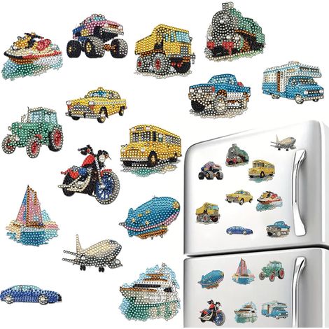 Lot de 15 aimants de réfrigérateur en acrylique 2D DIY diamant art pour la maison, la décoration de la voiture (1/5)