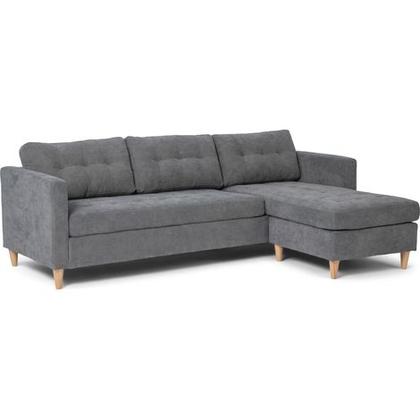 Marino Sofa, Chaiselongue rechts oder links gewendet in Samt grau. (1/5)