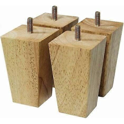 Ensemble de 4 pieds de meubles en bois - Pieds de canapé - Vis M8 (10 cm) (1/5)