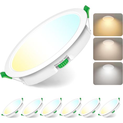 Spot Led Encastrable Salle de Bain,Spots LED 230V, 7W Trou Φ 65-75mm, IP44, Dimmable, Spot Led Encastrable Extra Plat, Blanc Chaud 3000K Blanc Neutre 4000K Blanc Froid 6500K, Lot de 12 (1/5)