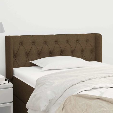vidaXL Tête de lit avec oreilles Marron Foncé 103x16x78/88 cm Tissu (1/5)